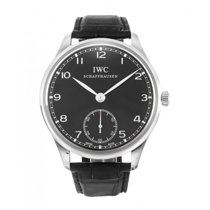 44 MM Black Dials IWC Portuguese Manual IW545407 Replica Watches With Steel Cases For Men