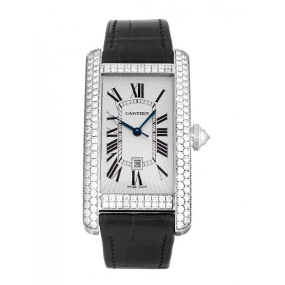 Silver Dials Cartier Tank Americaine WB710002 Replica Watches With 23 MM White Gold Cases For Women