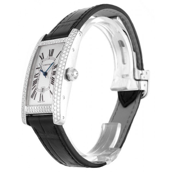 Silver Dials Cartier Tank Americaine WB710002 Replica Watches With 23 MM White Gold Cases For Women