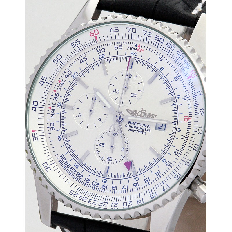 46 MM White Dials Breitling Navitimer World A24322 Fake Watches With Steel Cases For Men