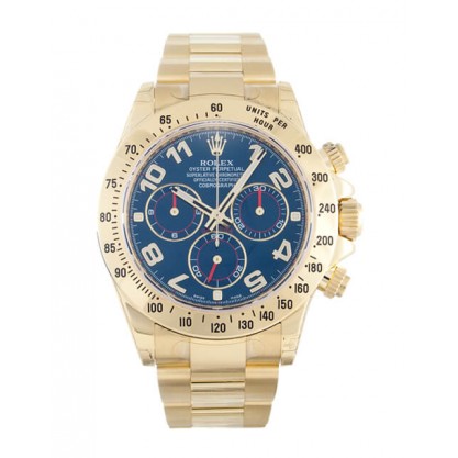 Blue Dials Rolex Daytona 116528 Replica Watches With 40 MM Gold Cases For Men