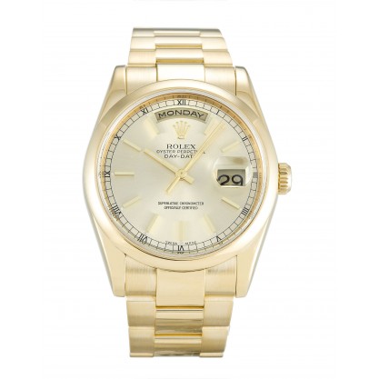 Champagne Dials Rolex Day-Date 118208 Replica Watches With 36 MM Gold Cases Online