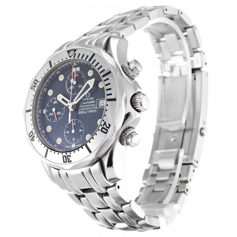 42 MM Blue Dials Omega Seamaster Chrono Diver 2598.80.00 Replica Watches With 42 MM Steel Cases