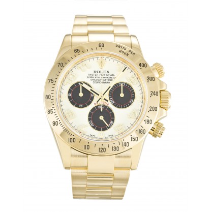 White Dials Rolex Daytona 116528 Replica Watches With 40 MM Gold Cases For Men