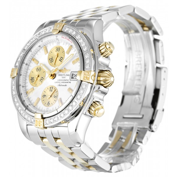 White Mother-Of-Pearl Dials Breitling Chronomat Evolution B13356 Replica Watches With 43.7 MM Steel & Gold Cases