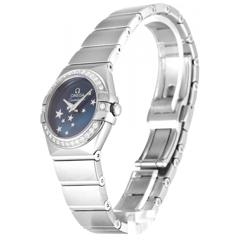Blue Dials Omega Constellation Ladies 123.15.24.60.03.001 Replica Watches With 24 MM Steel Cases For Women