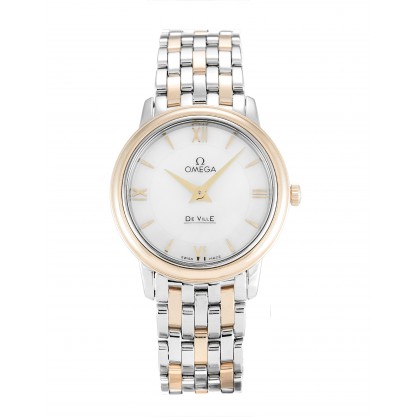 White Mother-Of-Pearl Dials Omega De Ville Prestige Ladies 424.20.27.60.05.002 Women Replica Watches With Steel & Rose Gold Cases