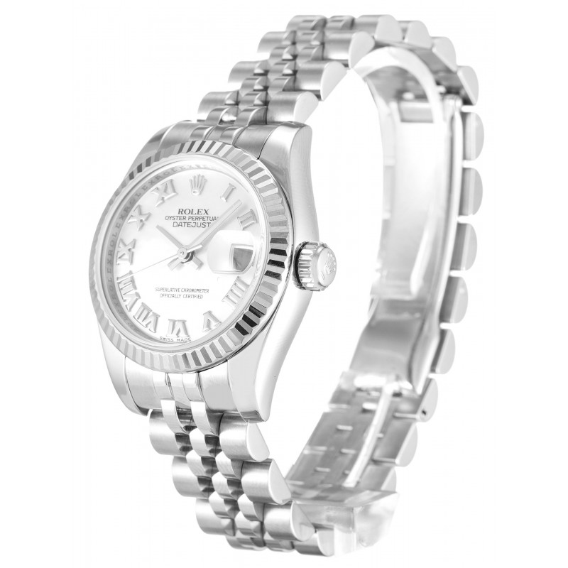 White Mother-Of-Pearl Dials Rolex Datejust Lady 179174 Fake Watches With 26 MM Steel Cases For Women