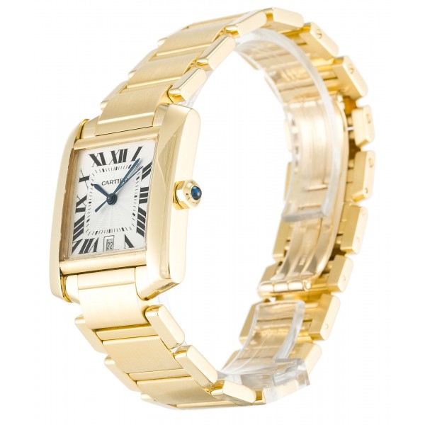 Silver Dials Cartier Tank Francaise W50001R2 Replica Watches With 28 MM Gold Cases For Men