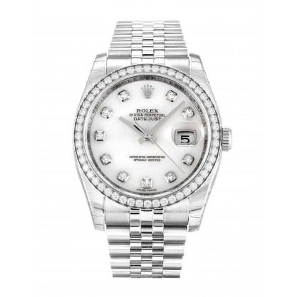 White Mother-Of-Pearl Dials Rolex Datejust 116244 Replica Watches With 36 MM Steel Cases