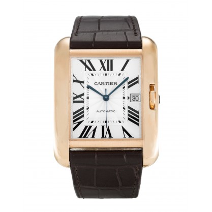 36.2 MM Silver Dials Cartier Tank Anglaise W5310004 Replica Watches With Rose Gold Cases For Men