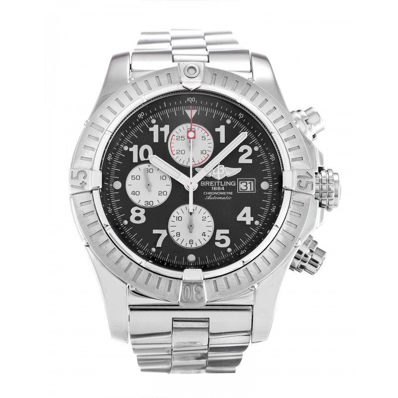 Black Dials Breitling Super Avenger A13370 Replica Watches With 48.4 MM Steel Cases For Men