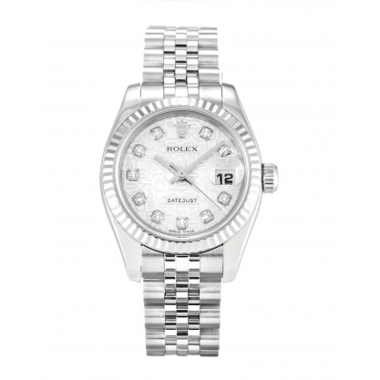 Silver Dials Rolex Datejust Lady 179174 Replica Watches With 26 MM Steel & White Gold Cases