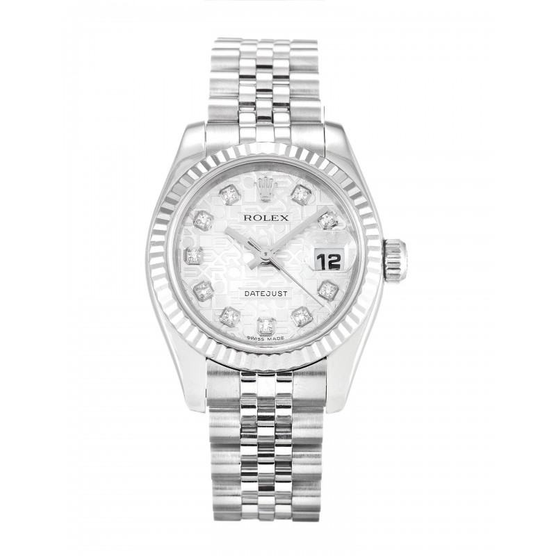 Silver Dials Rolex Datejust Lady 179174 Replica Watches With 26 MM Steel & White Gold Cases