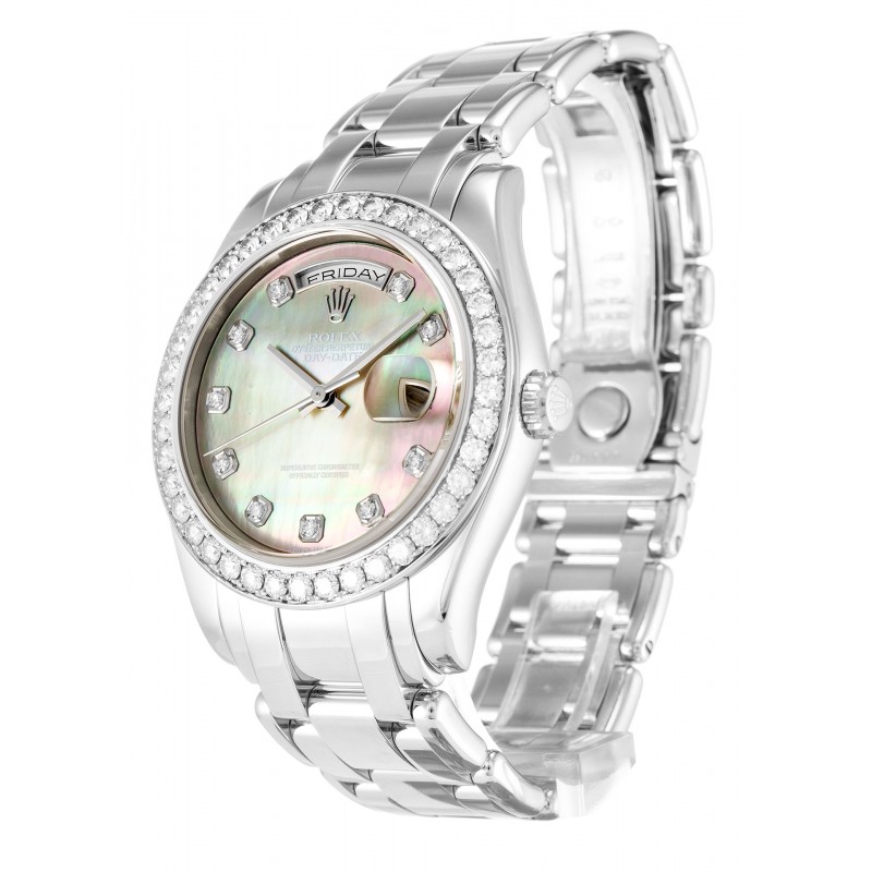 Black Mother-Of-Pearl Dials Rolex Day-Date 18946 Fake Watches With 36 MM Platinum Cases