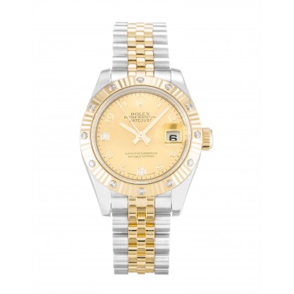 Champagne Mother-Of-Pearl Dials Rolex Datejust 179313 Fake Watches With 26 MM Steel & Gold Cases