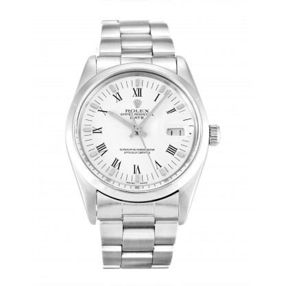 34 MM White Dials Rolex Oyster Perpetual Date 15000 Replica Watches With Steel Cases For Sale