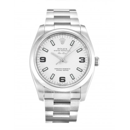 White Dials Rolex Air-King 114200 Replica Watches With 34 MM Steel Cases For Sale