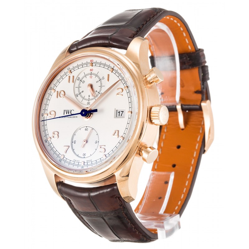 Silver Dials IWC Portuguese Chrono IW390402 Replica Watches With 42 MM Rose Gold Cases