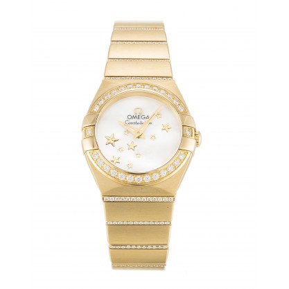 White Mother-Of-Pearl Dials Omega Constellation 123.55.24.60.05.002 Replica Watches With 24 MM Gold Cases
