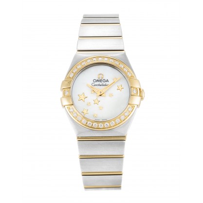 24 MM White Mother-Of-Pearl Dials Omega Constellation Ladies 123.25.24.60.05.001 Replica Watches With Steel & Gold Cases