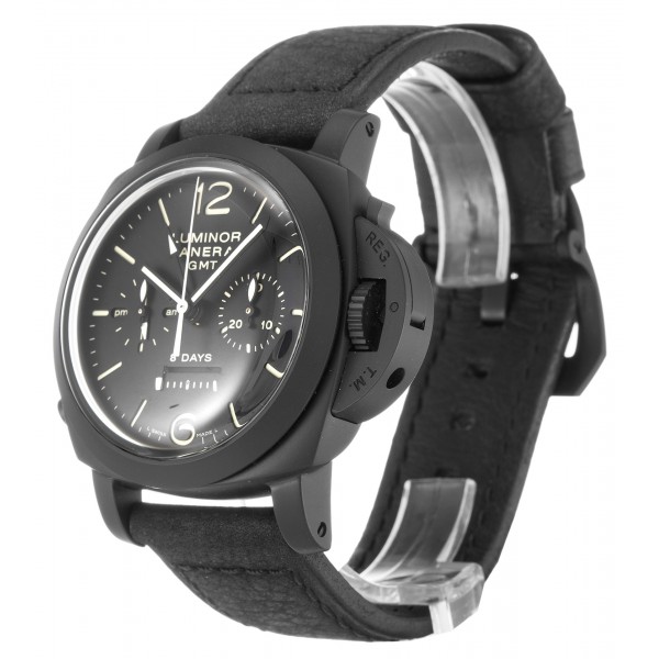 44 MM Black Dials Panerai Manifattura Luminor PAM00317 Replica Watches With Black Ceramic Cases