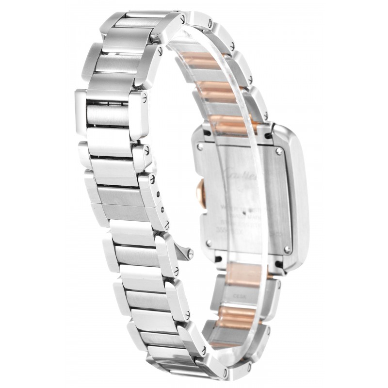 23 MM Silver Dials Cartier Tank Anglaise W5310036 Replica Watches With Steel & Rose Gold Cases