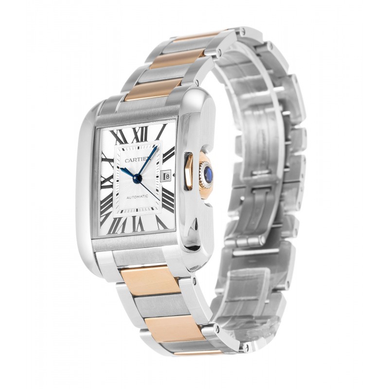 Silver Dials Cartier Tank Anglaise W5310037 Fake Watches With 29.8 MM Steel & Rose Gold Cases