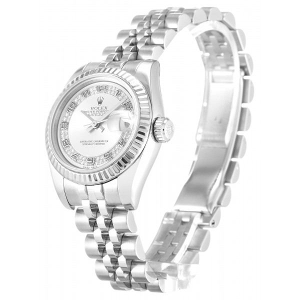 Silver Dials Rolex Datejust Lady 179174 Replica Watches With 26 MM Steel Cases For Women