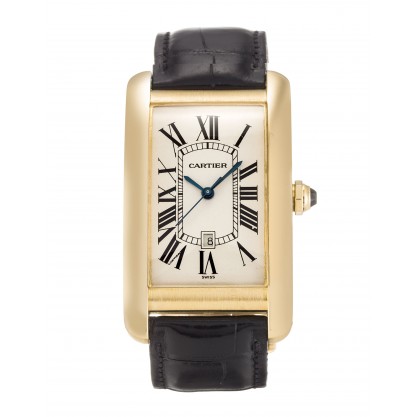 Silver Dials Replica Cartier Tank Americaine W2603156 With 27 MM Gold Cases