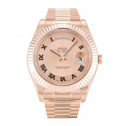 Rose Gold Dials Rolex Day-Date II 218235 Replica Watches With 41 MM Rose Gold Cases For Men