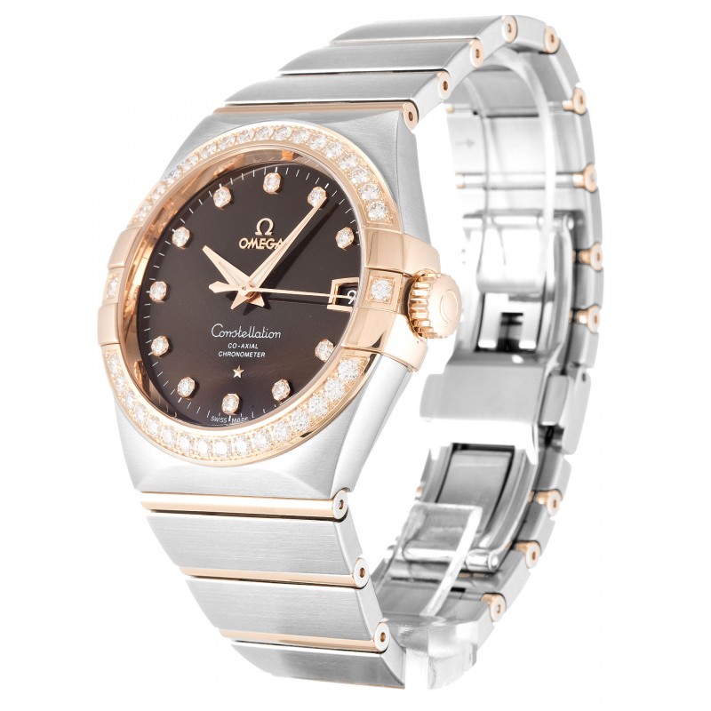 Brown Dials Omega Constellation Chronometer 123.25.38.21.63.001 Fake Watches With 38 MM Rose Gold & Steel Cases