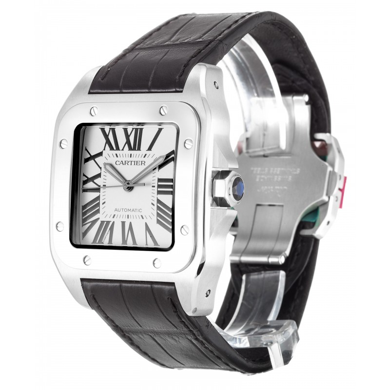 38 MM Silver Dials Cartier Santos 100 W20073X8 Replica Watches With 38 MM Steel Cases For Men