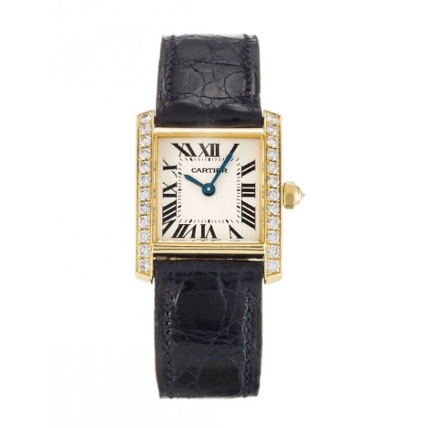 White Dials Cartier Tank Francaise WE100131 Replica Watches With 22 MM Gold Cases For Women