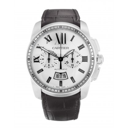 Silver Dials Cartier Calibre de Cartier W7100046 Replica Watches With 42 MM Steel Cases For Men