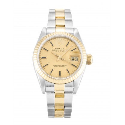 Champagne Dials Rolex Datejust Lady 69173 Fake Watches With 26 MM Steel & Gold Cases For Women