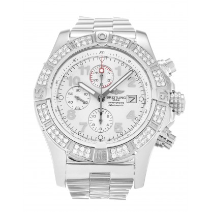 White Dials Breitling Super Avenger A13370 Replica Watches With 48.4 MM Steel Casse For Men