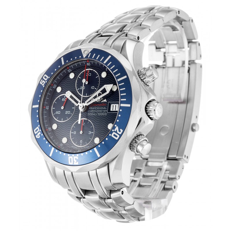 Blue Dials Omega Seamaster Chrono Diver 2225.80.00 Replica Watches With 41.5 MM Steel Cases