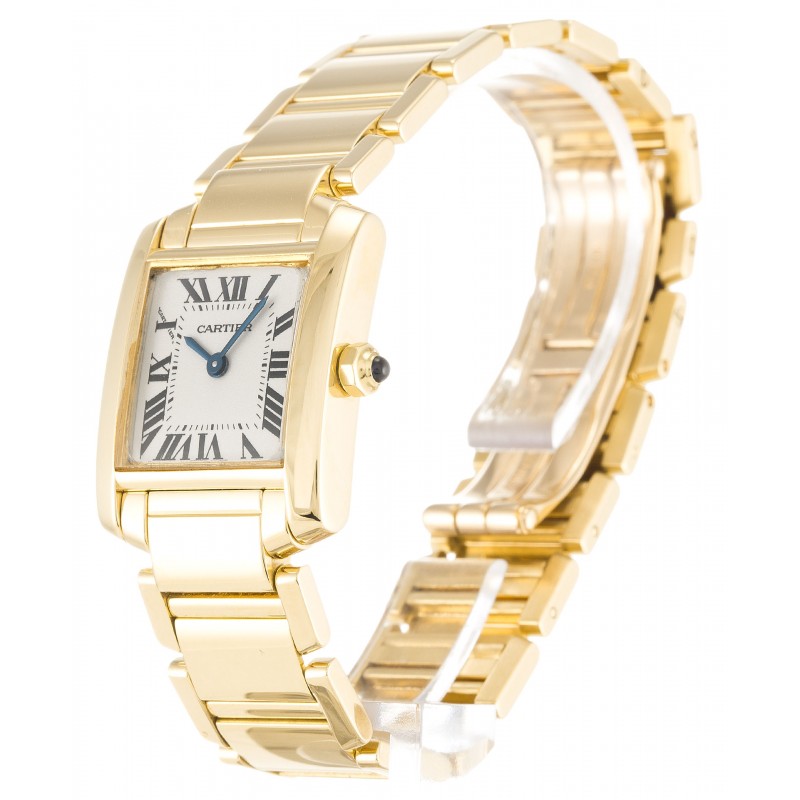 Silver Dials Cartier Tank Francaise W50002N2 Fake Watches With 19 MM Gold Cases For Women