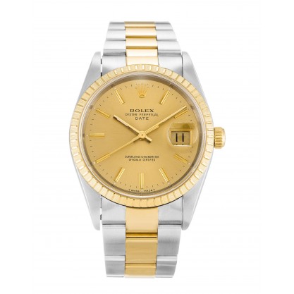 Champagne Dials Rolex Oyster Perpetual Date 15223 Replica Watches With 34 MM Steel & Gold Cases