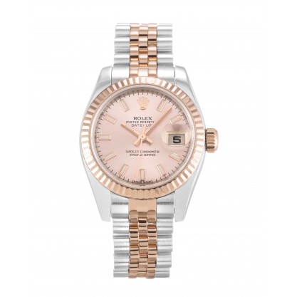 Rose Dials Rolex Datejust Lady 179171 Fake Watches With 26 MM Steel & Rose Gold Cases For Women