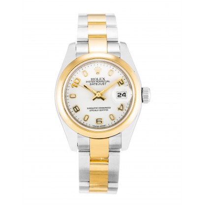 White Dials Rolex Datejust 179163 Replica Watches With 26 MM Steel & Gold Cases For Women