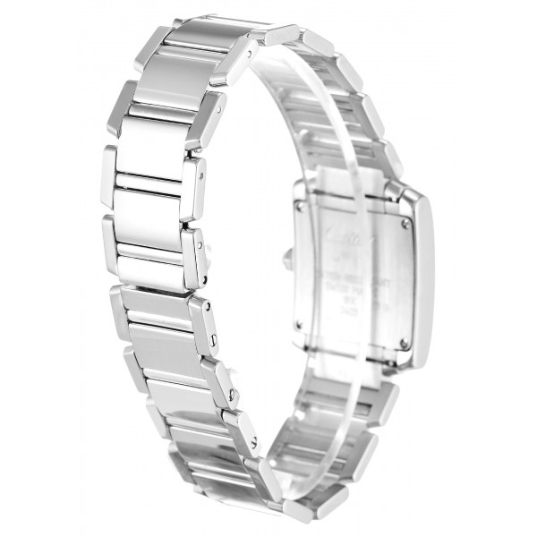 Silver Dials Cartier Tank Francaise WE1002S3 Replica Watches With 25 MM White Gold Cases For Women
