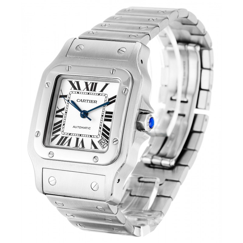 Silver Dials Cartier Santos W20098D6 Replica Watches With 45 MM Steel Cases For Men