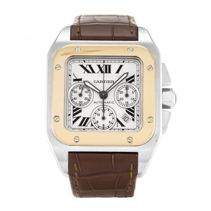 Silver Dials Cartier Santos 100 W20091X7 Replica Watches With 42 MM Steel & Gold Cases For Men