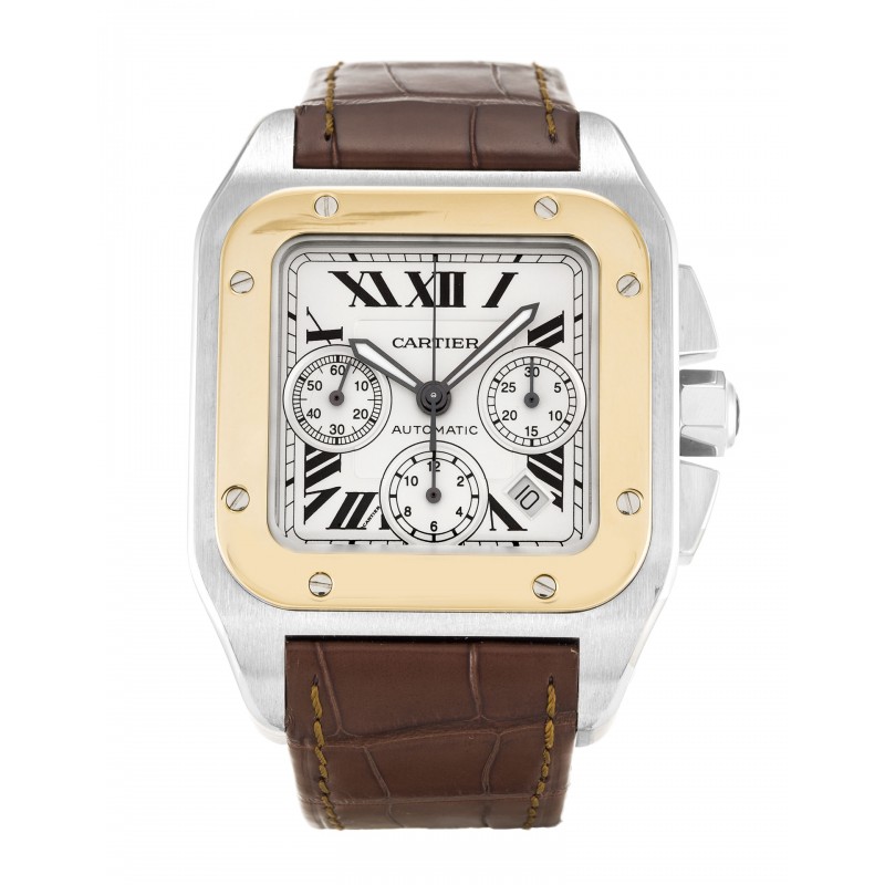 Silver Dials Cartier Santos 100 W20091X7 Replica Watches With 42 MM Steel & Gold Cases For Men