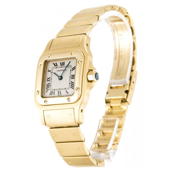 White Dials Cartier Santos W20010C5 Replica Watches With 23 MM Gold Cases