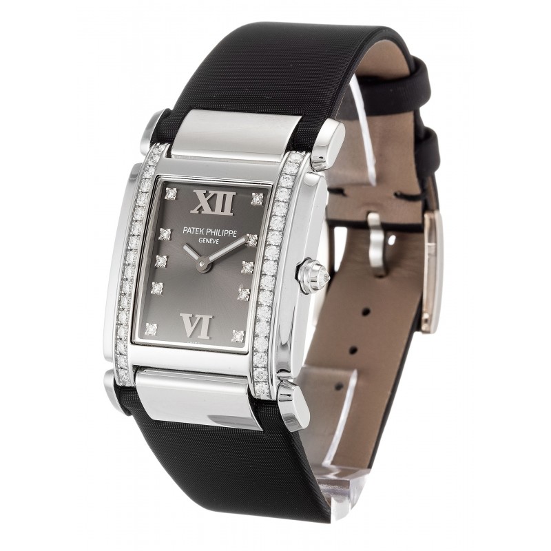 Grey Dials Patek Philippe Twenty-4 4920G Replica Watches With 25 MM White Gold Cases For Women