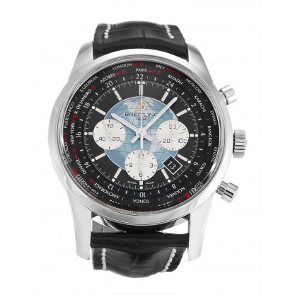 46 MM Black Dials Breitling Transocean Chronograph AB0510 Men Replica Watches With Steel Cases