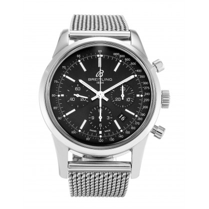 Black Dials Breitling Transocean Chronograph AB0152 Fake Watches With 43 MM Steel Cases For Men